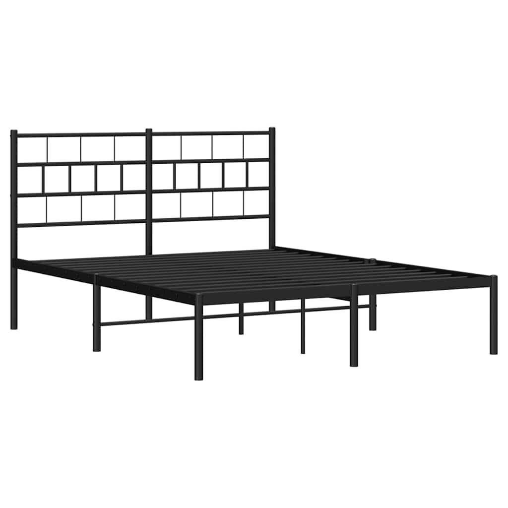 Metalni okvir za krevet s uzglavljem crni 135x190 cm