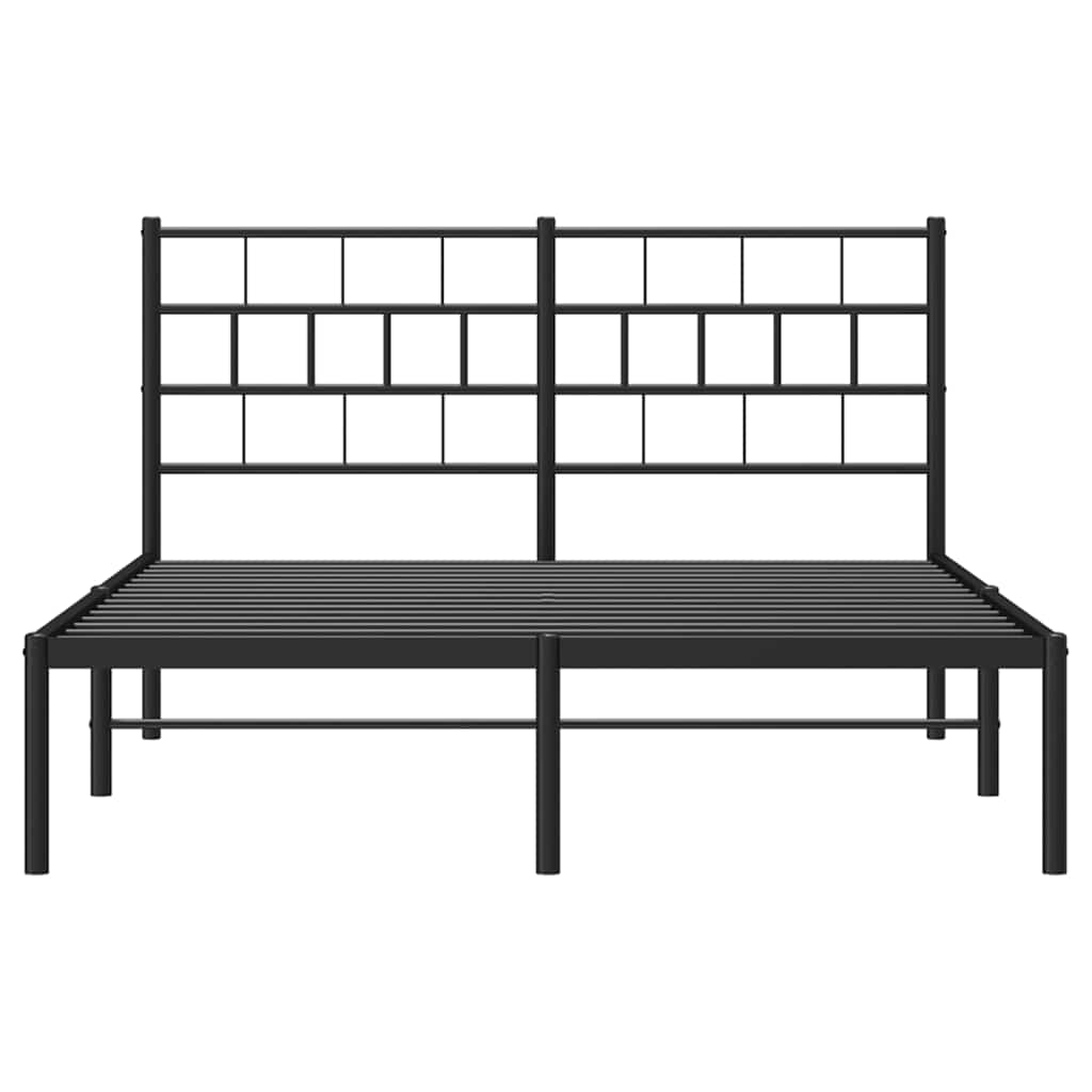 Metalni okvir za krevet s uzglavljem crni 150x200 cm