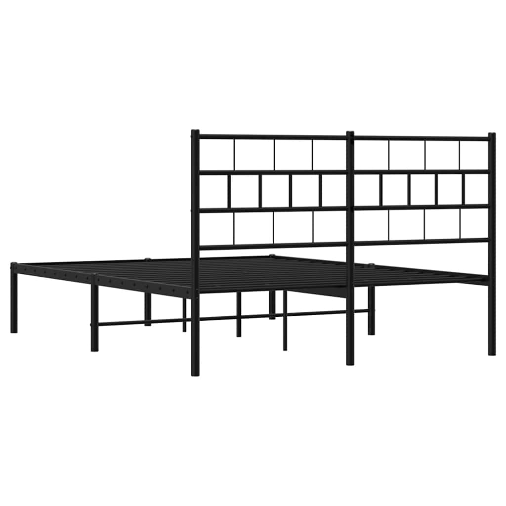 Metalni okvir za krevet s uzglavljem crni 150x200 cm