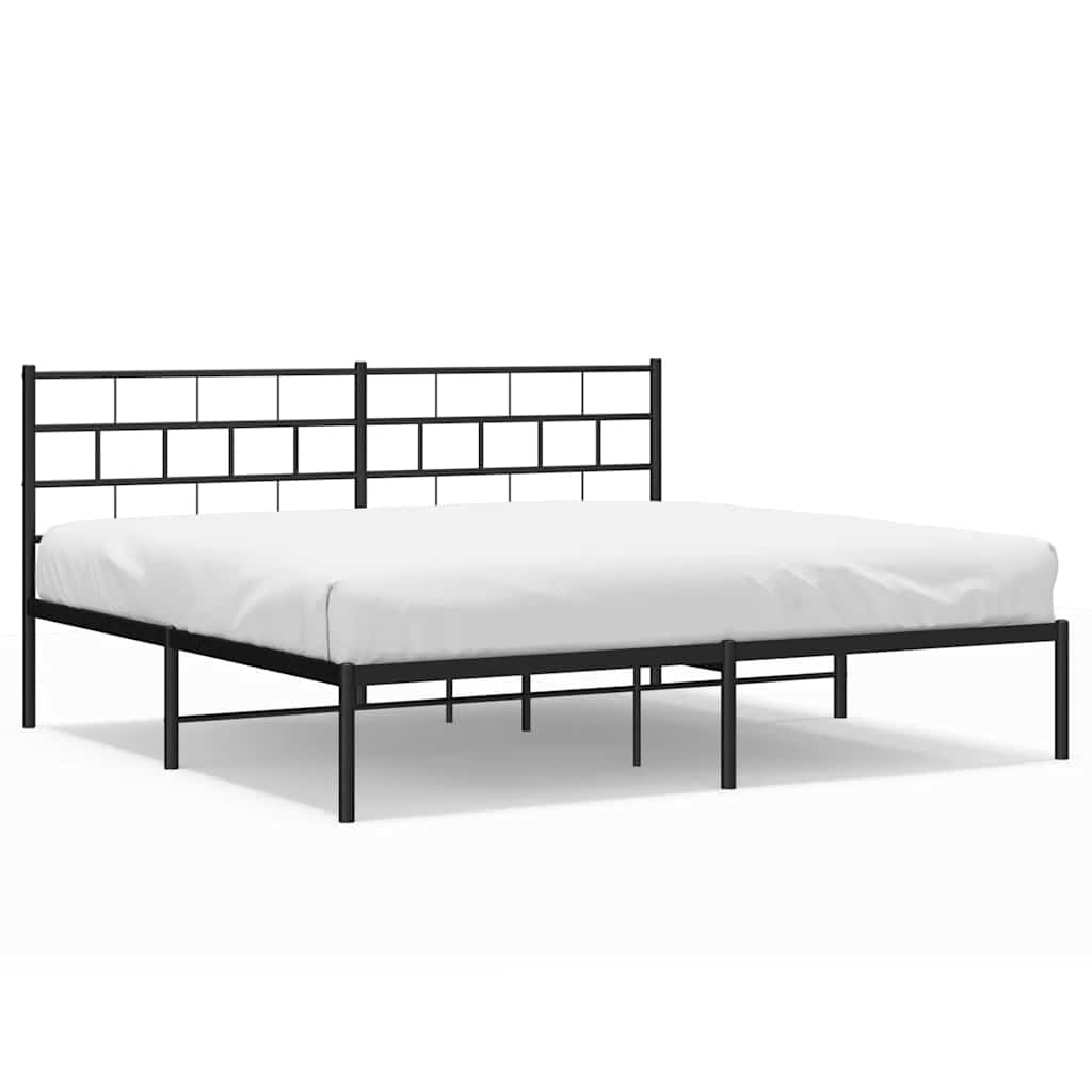 Metalni okvir za krevet s uzglavljem crni 193x203 cm