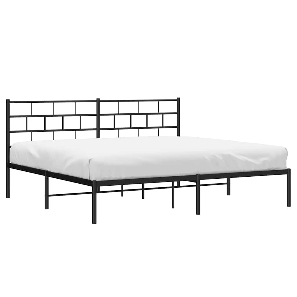 Metalni okvir za krevet s uzglavljem crni 193x203 cm