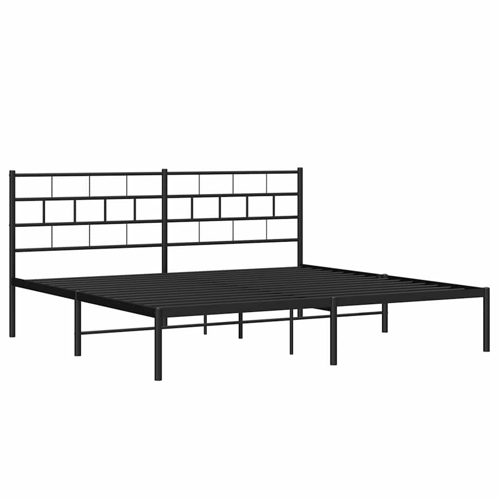 Metalni okvir za krevet s uzglavljem crni 193x203 cm