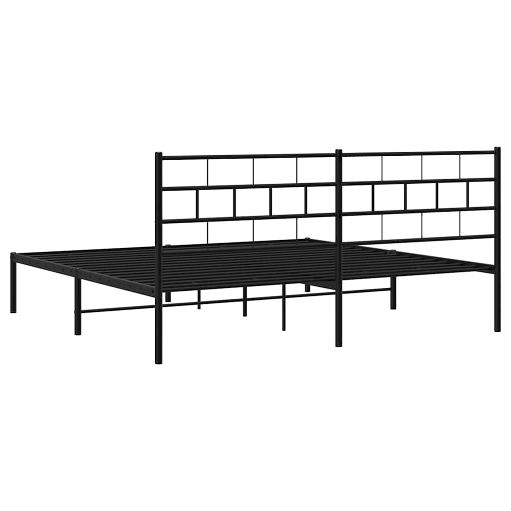 Metalni okvir za krevet s uzglavljem crni 193x203 cm