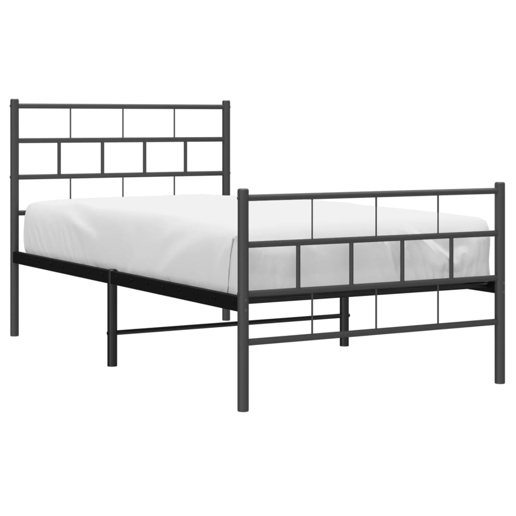 Metalni okvir kreveta uzglavlje i podnožje crni 90x190 cm