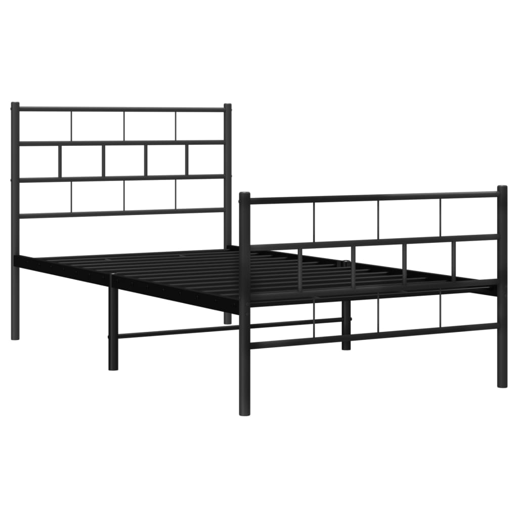Metalni okvir kreveta uzglavlje i podnožje crni 90 x 200 cm