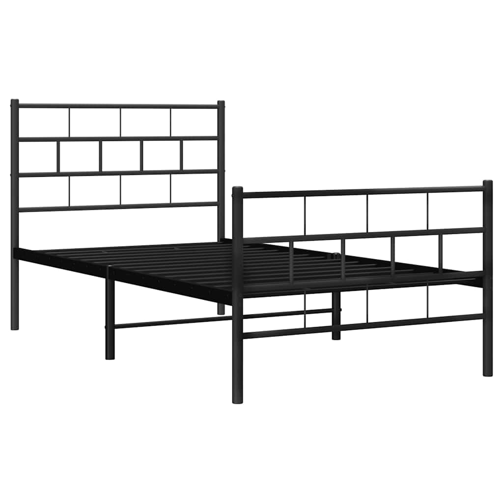 Metalni okvir kreveta uzglavlje i podnožje crni 100x190 cm