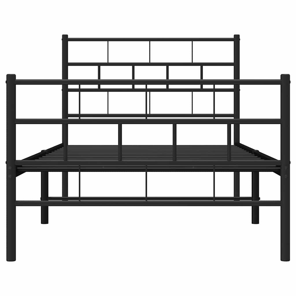 Metalni okvir kreveta uzglavlje i podnožje crni 100x190 cm