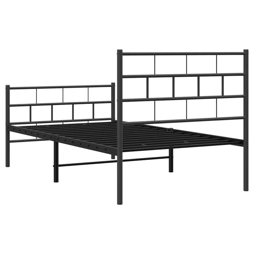 Metalni okvir kreveta uzglavlje i podnožje crni 100x190 cm