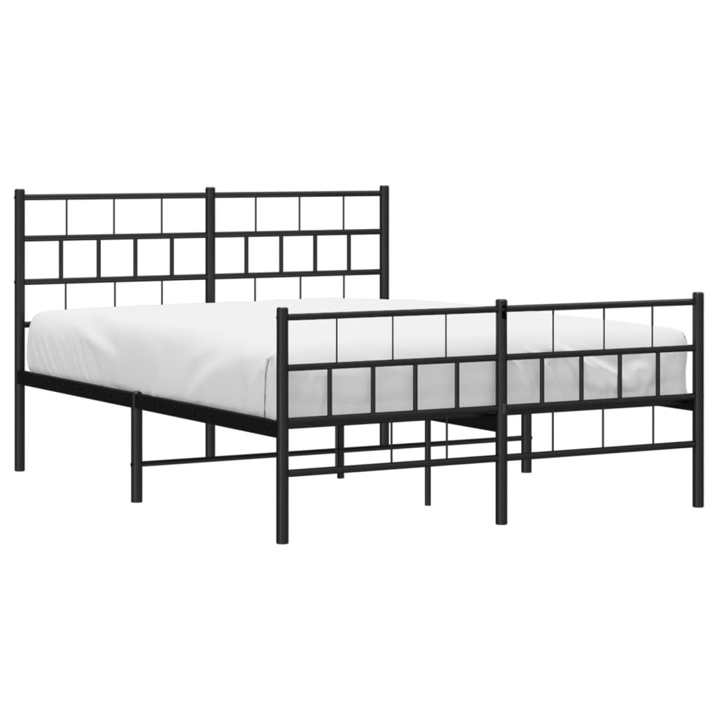 Metalni okvir kreveta uzglavlje i podnožje crni 120x190 cm