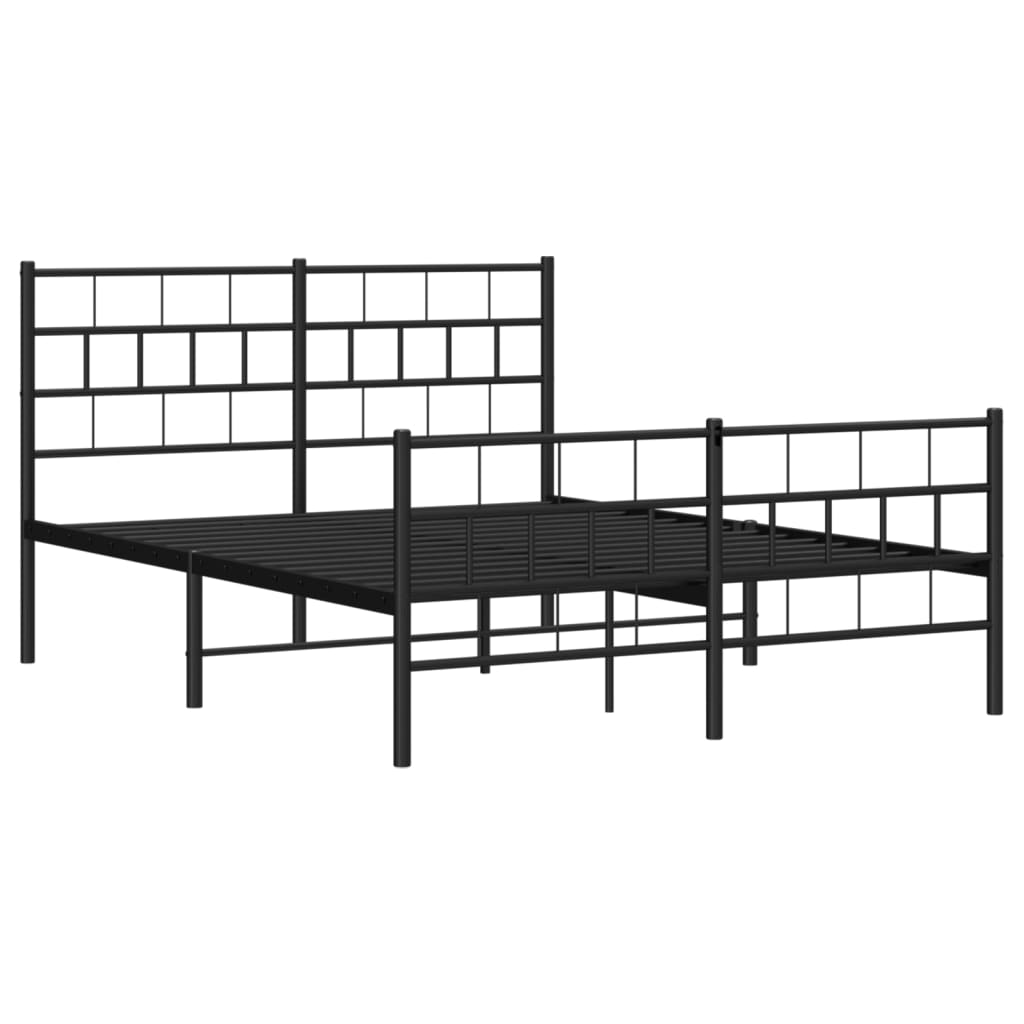Metalni okvir kreveta uzglavlje i podnožje crni 120x190 cm