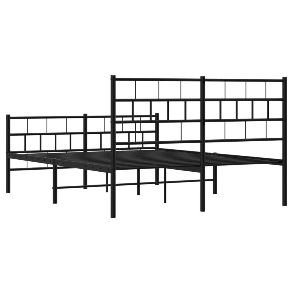 Metalni okvir kreveta uzglavlje i podnožje crni 120x190 cm