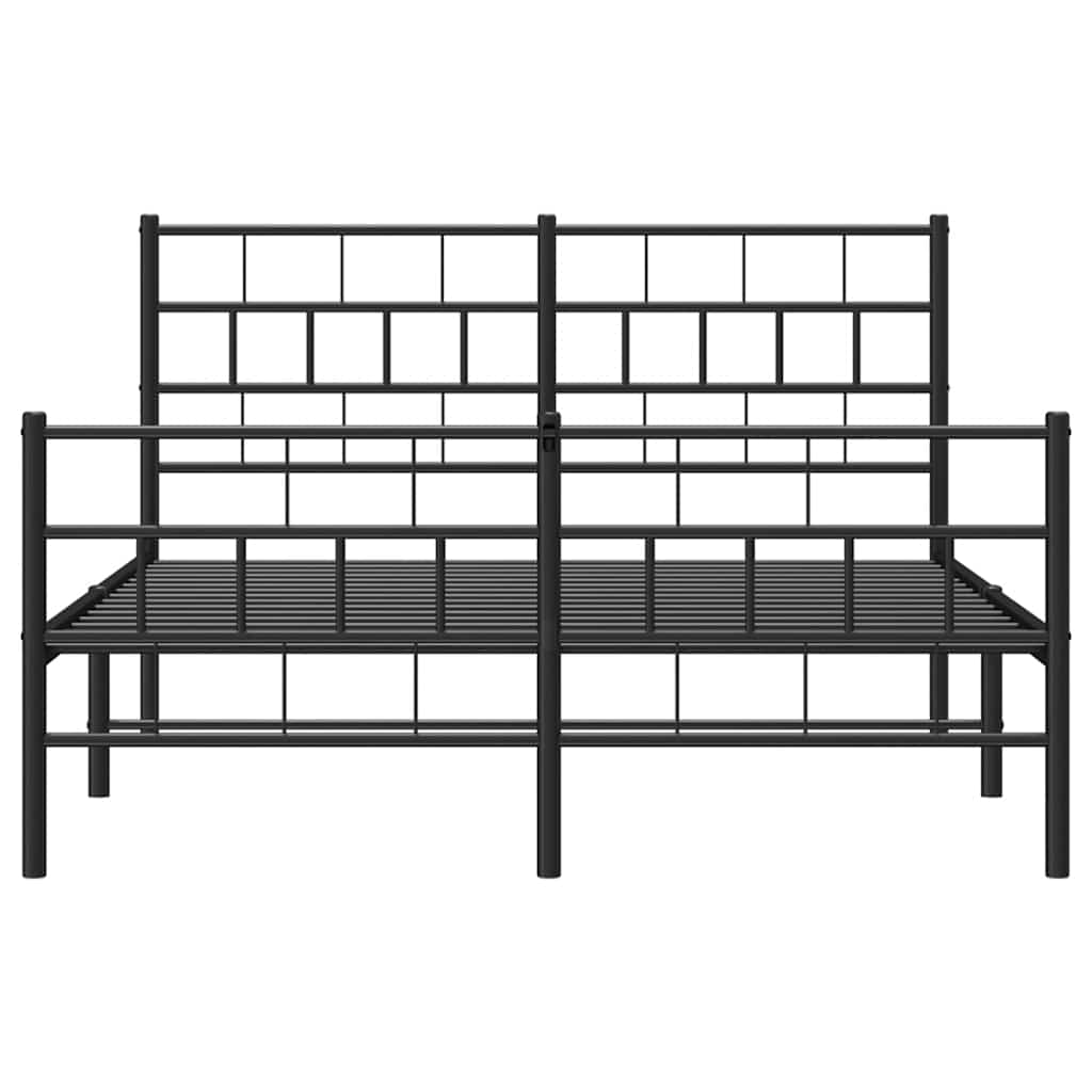 Metalni okvir kreveta uzglavlje i podnožje crni 135x190 cm