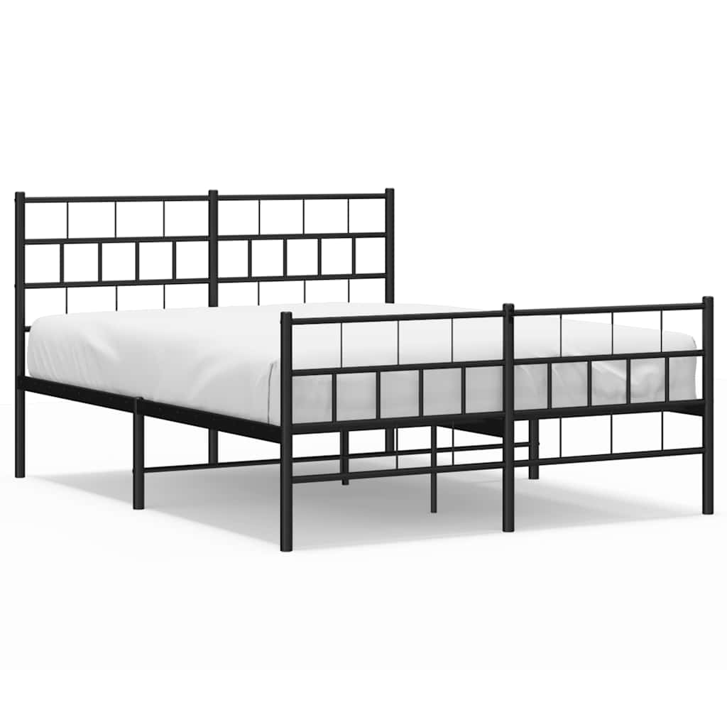 Metalni okvir kreveta uzglavlje i podnožje crni 150x200 cm