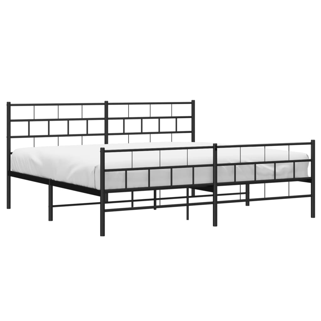 Metalni okvir kreveta uzglavlje i podnožje crni 200x200 cm
