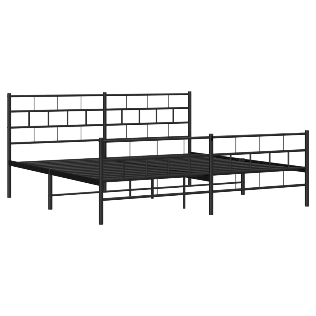 Metalni okvir kreveta uzglavlje i podnožje crni 200x200 cm