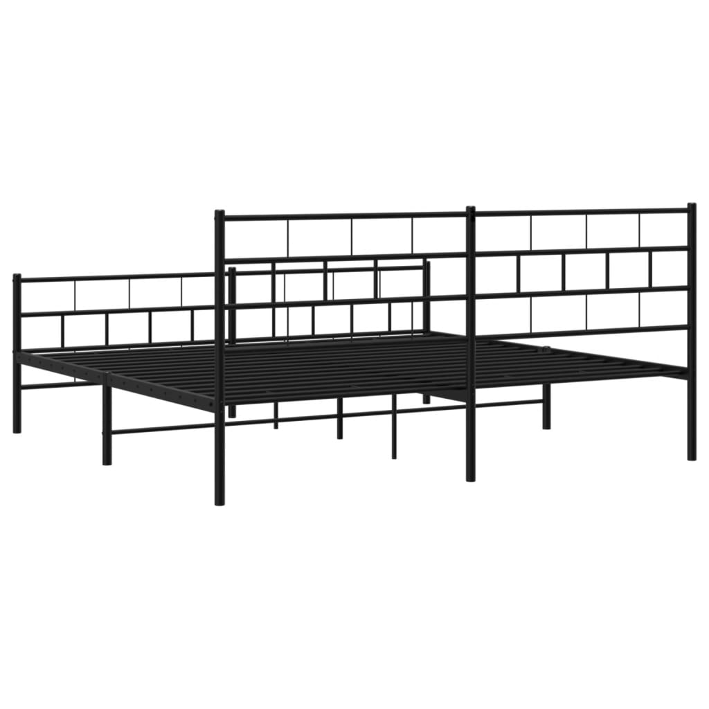 Metalni okvir kreveta uzglavlje i podnožje crni 200x200 cm