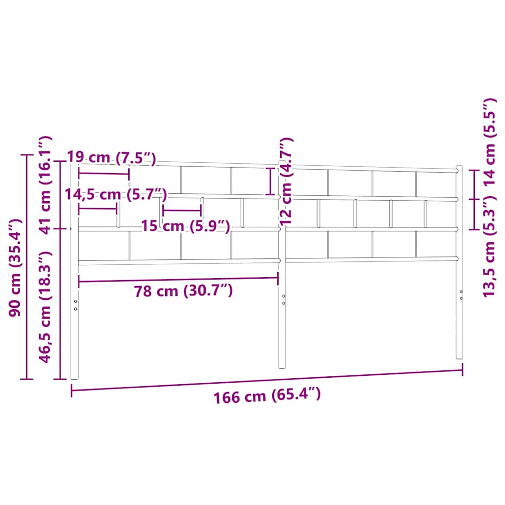 Metalno zamjensko uzglavlje crno 160 cm