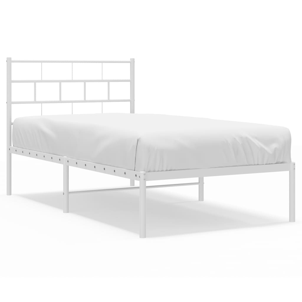 Metalni okvir za krevet s uzglavljem bijeli 80x200 cm