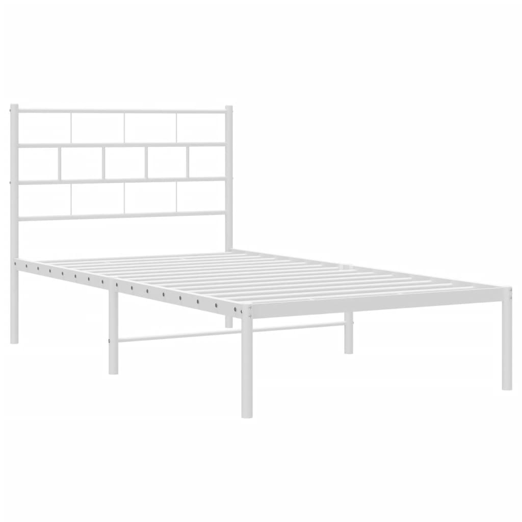 Metalni okvir za krevet s uzglavljem bijeli 80x200 cm