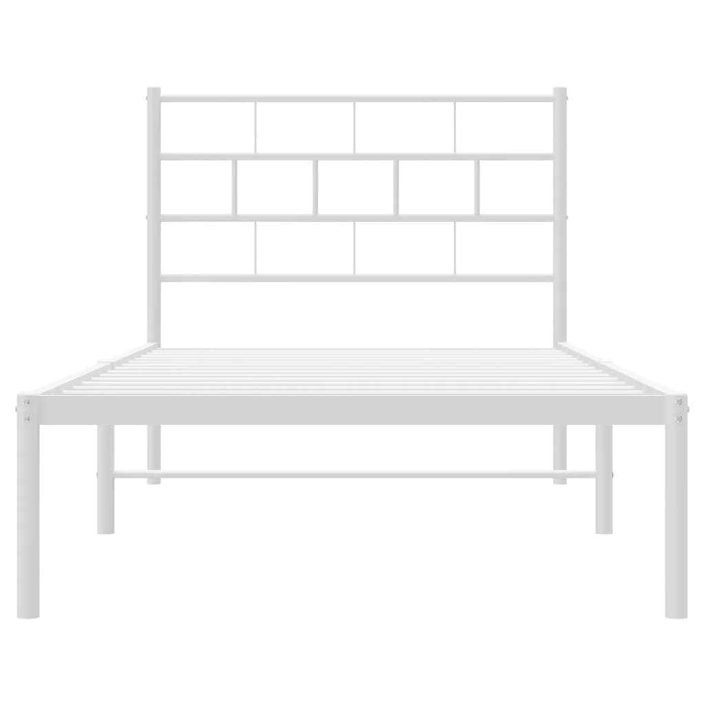 Metalni okvir za krevet s uzglavljem bijeli 80x200 cm