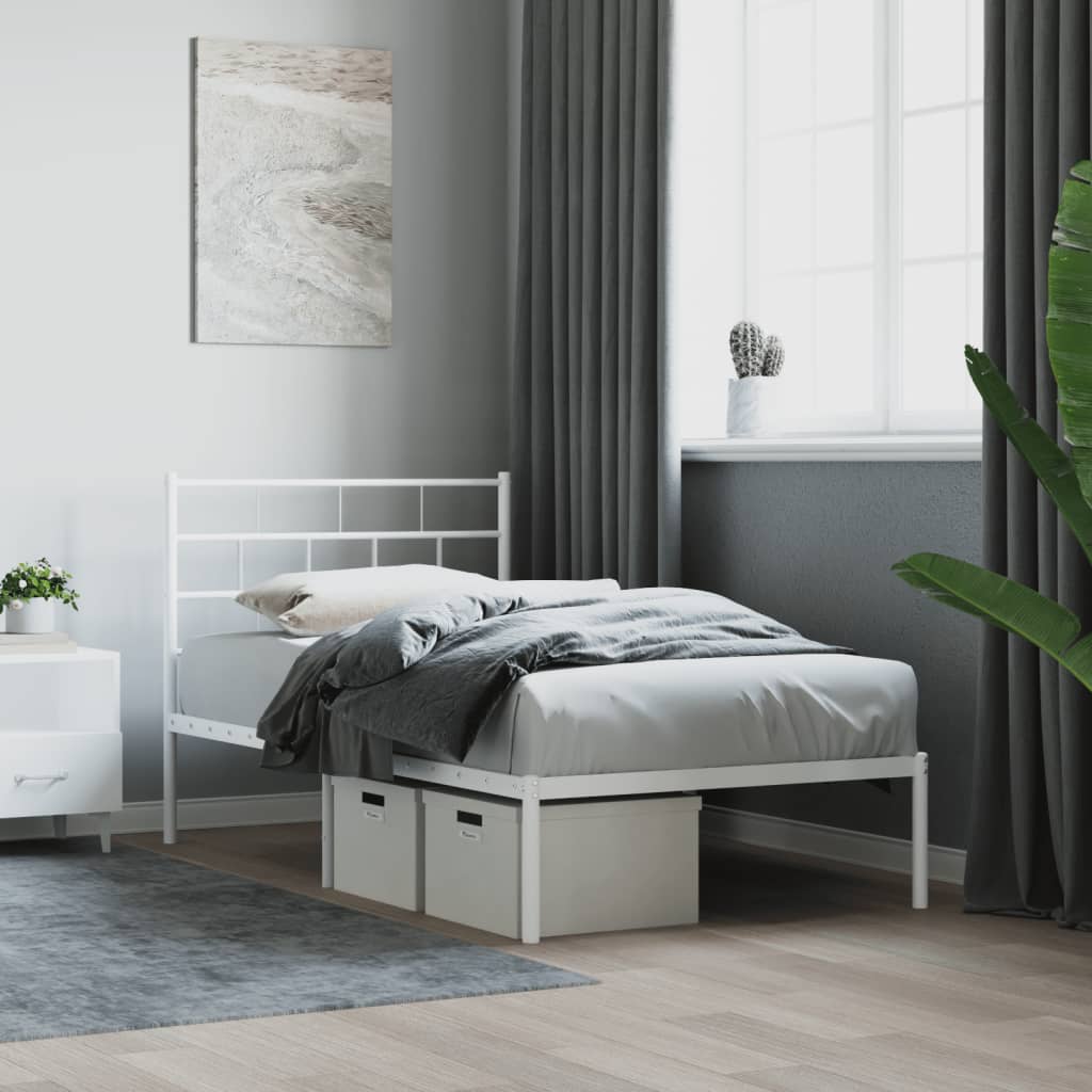 Metalni okvir za krevet s uzglavljem bijeli 80x200 cm