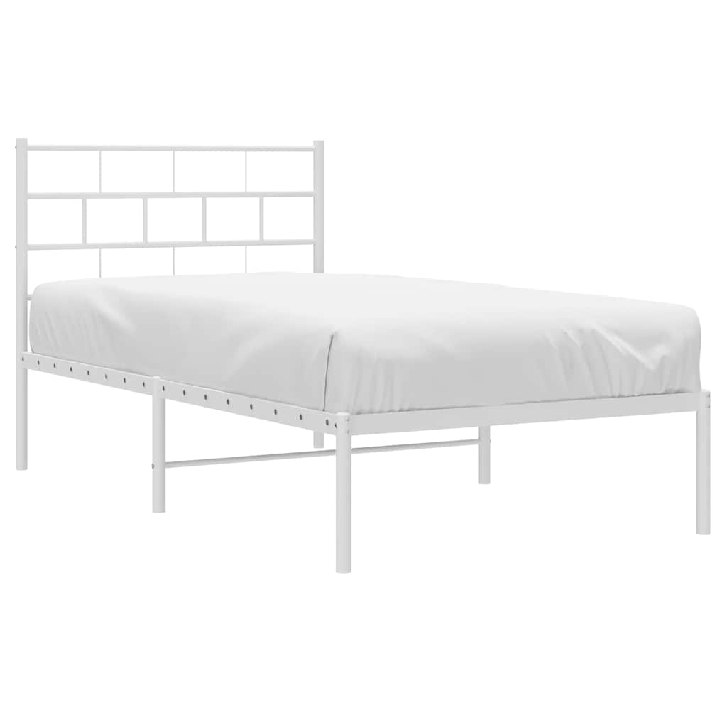 Metalni okvir za krevet s uzglavljem bijeli 100x190 cm