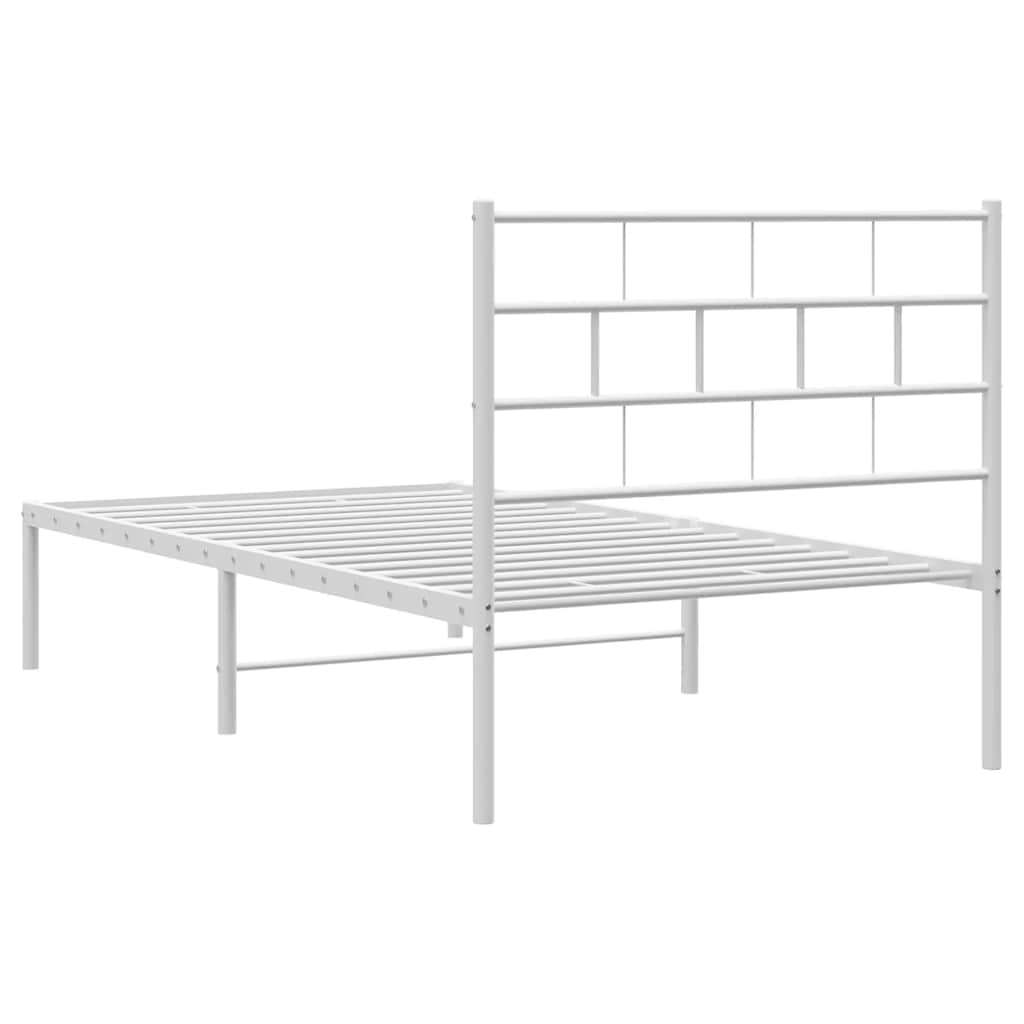 Metalni okvir za krevet s uzglavljem bijeli 100x200 cm