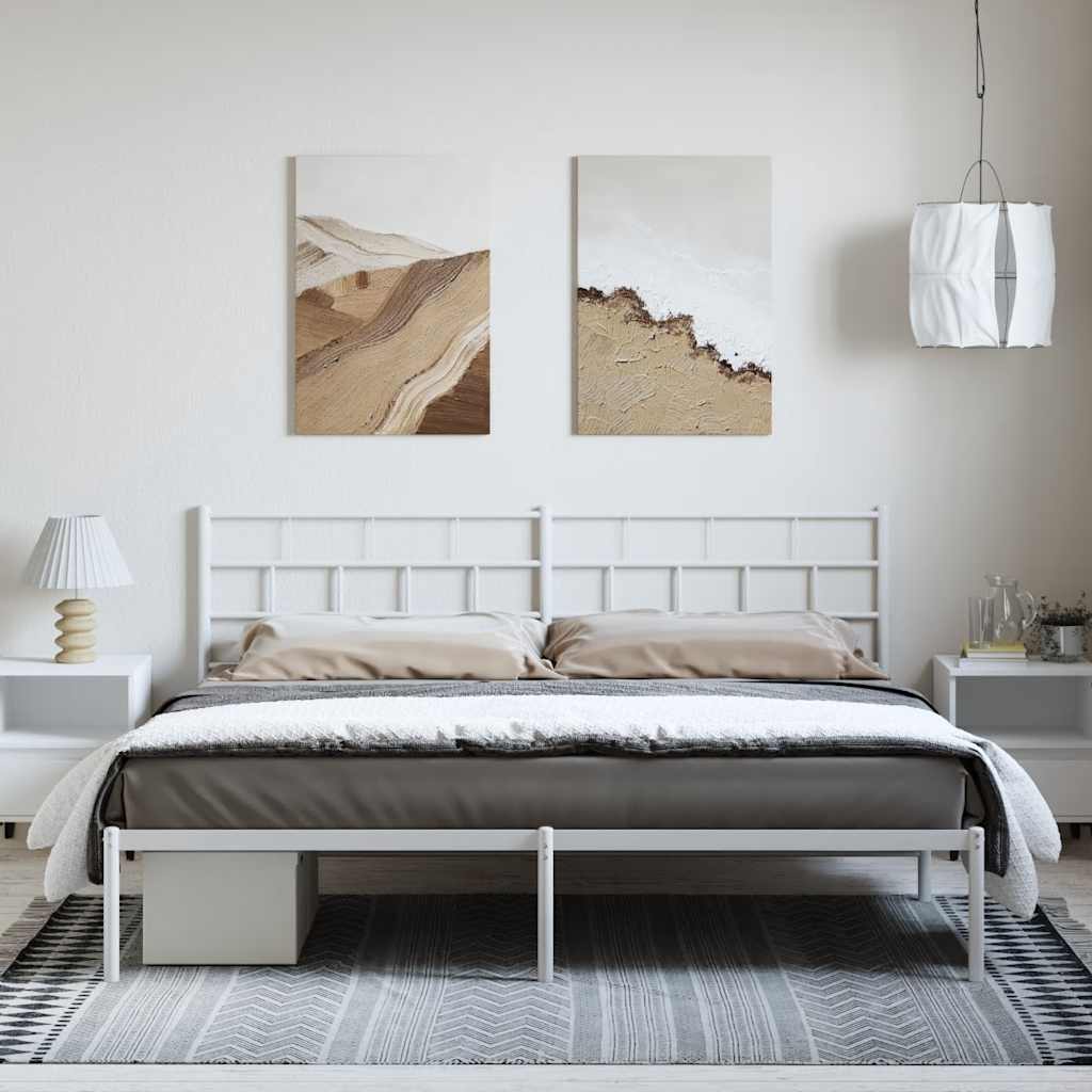 Metalni okvir za krevet s uzglavljem bijeli 183x213 cm