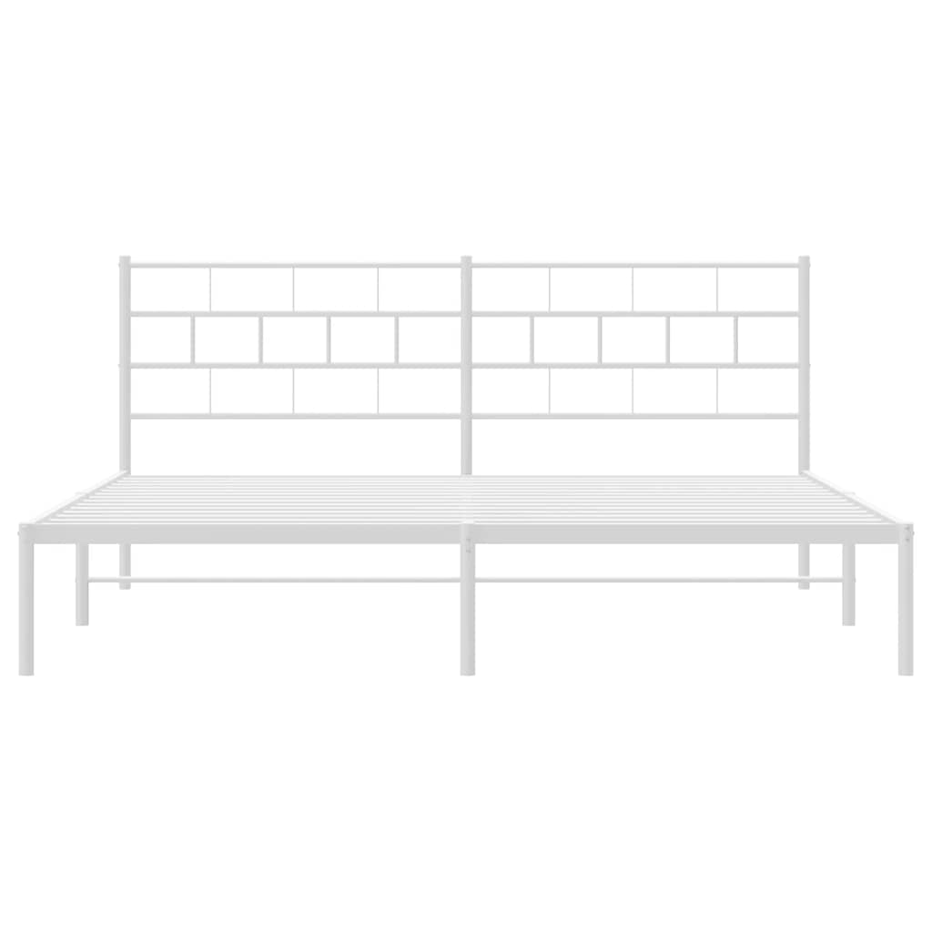 Metalni okvir za krevet s uzglavljem bijeli 183x213 cm