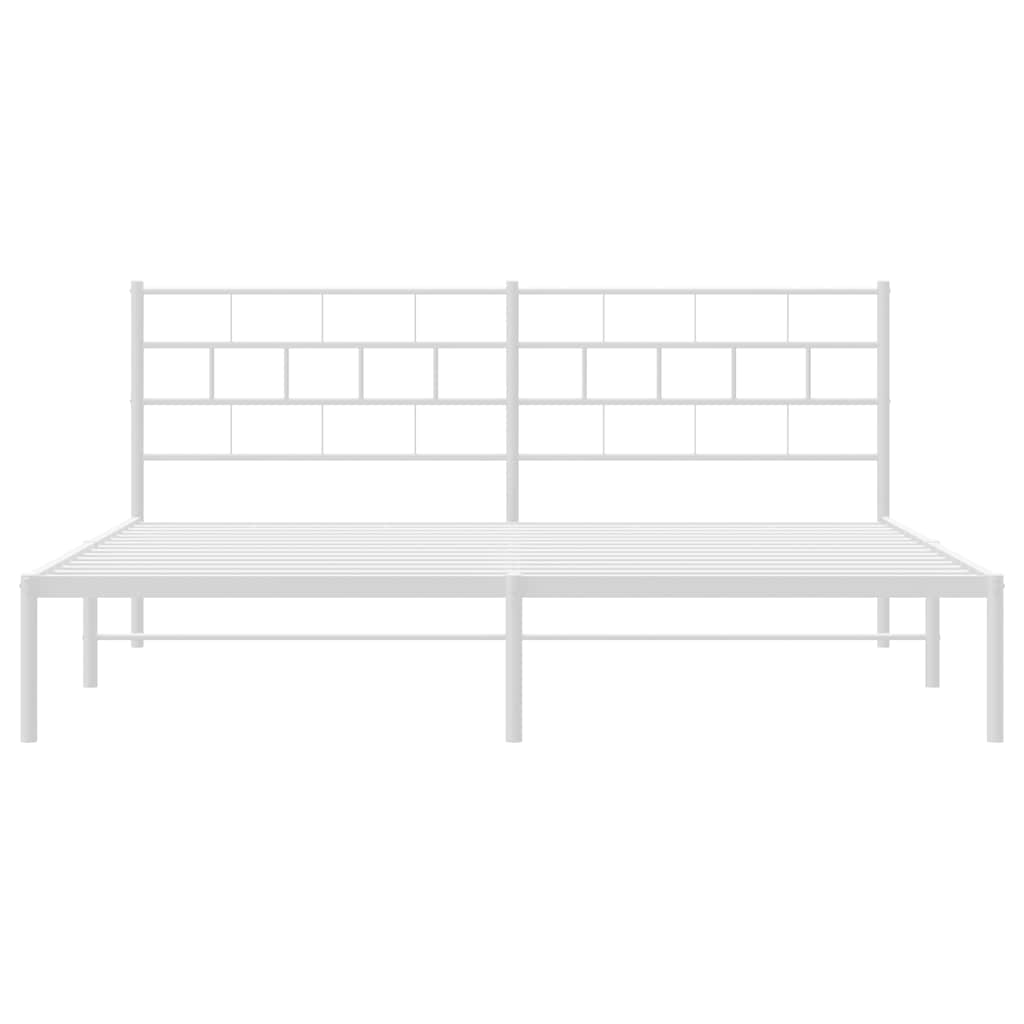 Metalni okvir za krevet s uzglavljem bijeli 193x203 cm