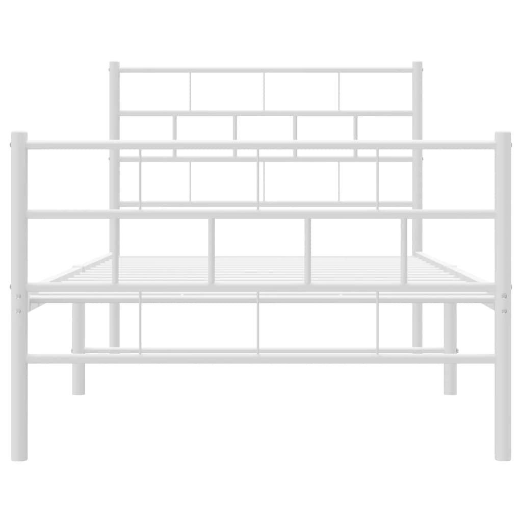 Metalni okvir kreveta uzglavlje i podnožje bijeli 90 x 200 cm