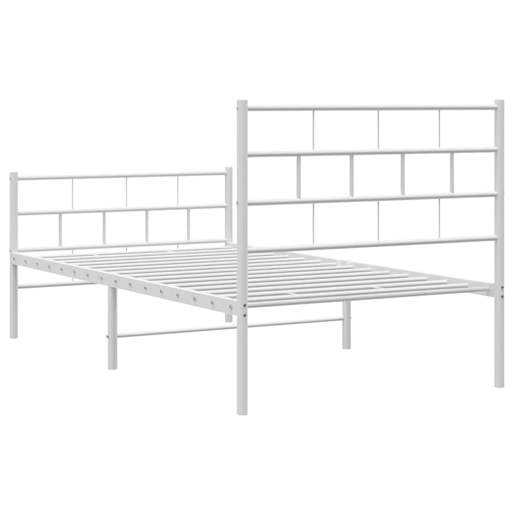Metalni okvir kreveta uzglavlje i podnožje bijeli 100x200 cm