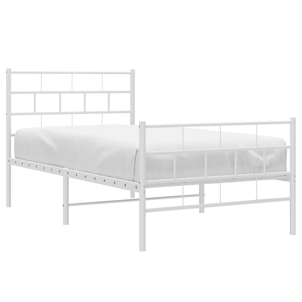 Metalni okvir kreveta uzglavlje i podnožje bijeli 107x203 cm