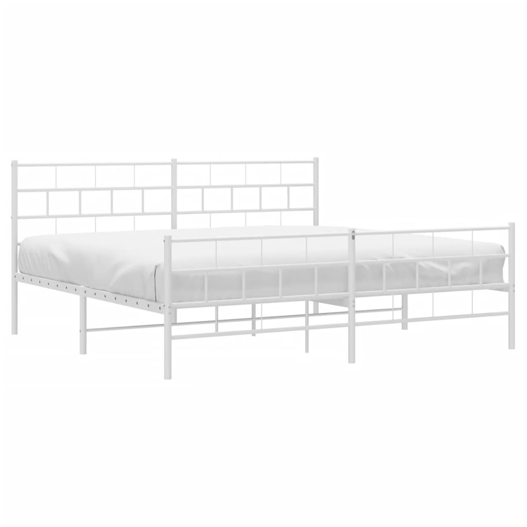 Metalni okvir kreveta uzglavlje i podnožje bijeli 200x200 cm