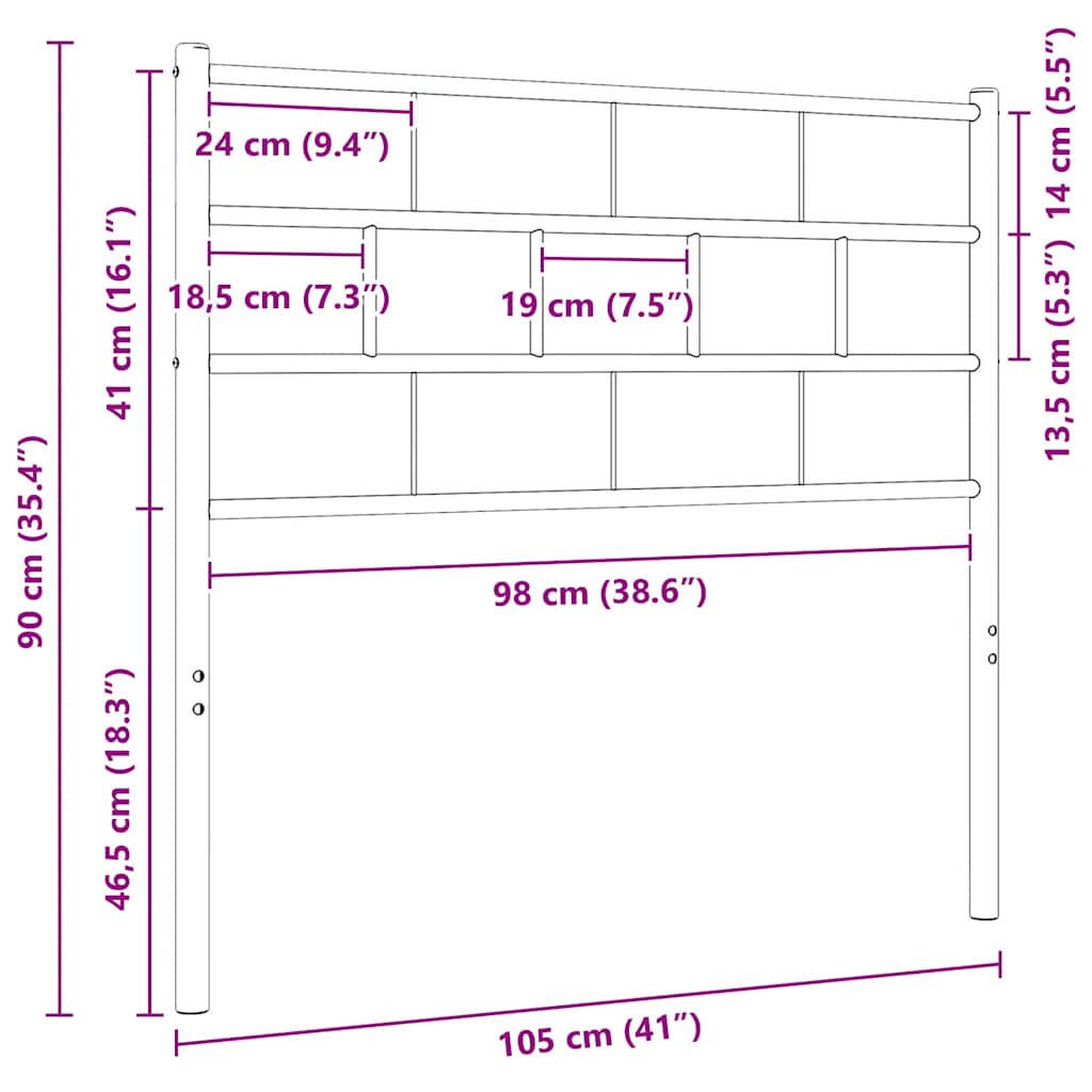Metalno zamjensko uzglavlje bijelo 100 cm
