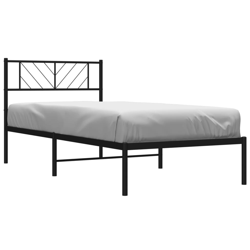 Metalni okvir za krevet s uzglavljem crni 80x200 cm
