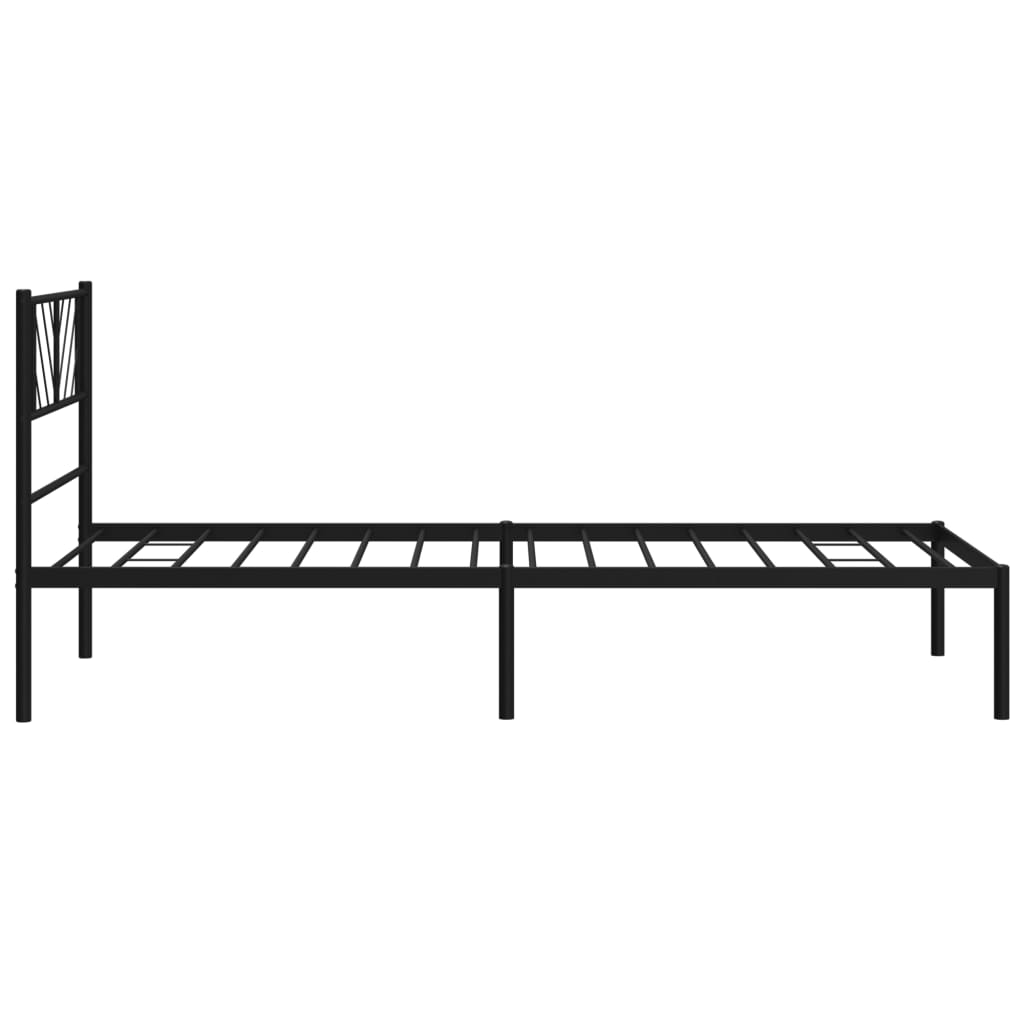 Metalni okvir za krevet s uzglavljem crni 80x200 cm