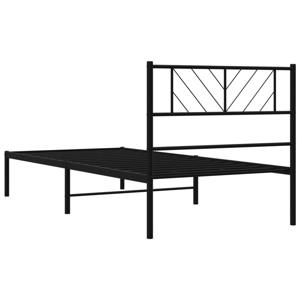 Metalni okvir za krevet s uzglavljem crni 80x200 cm