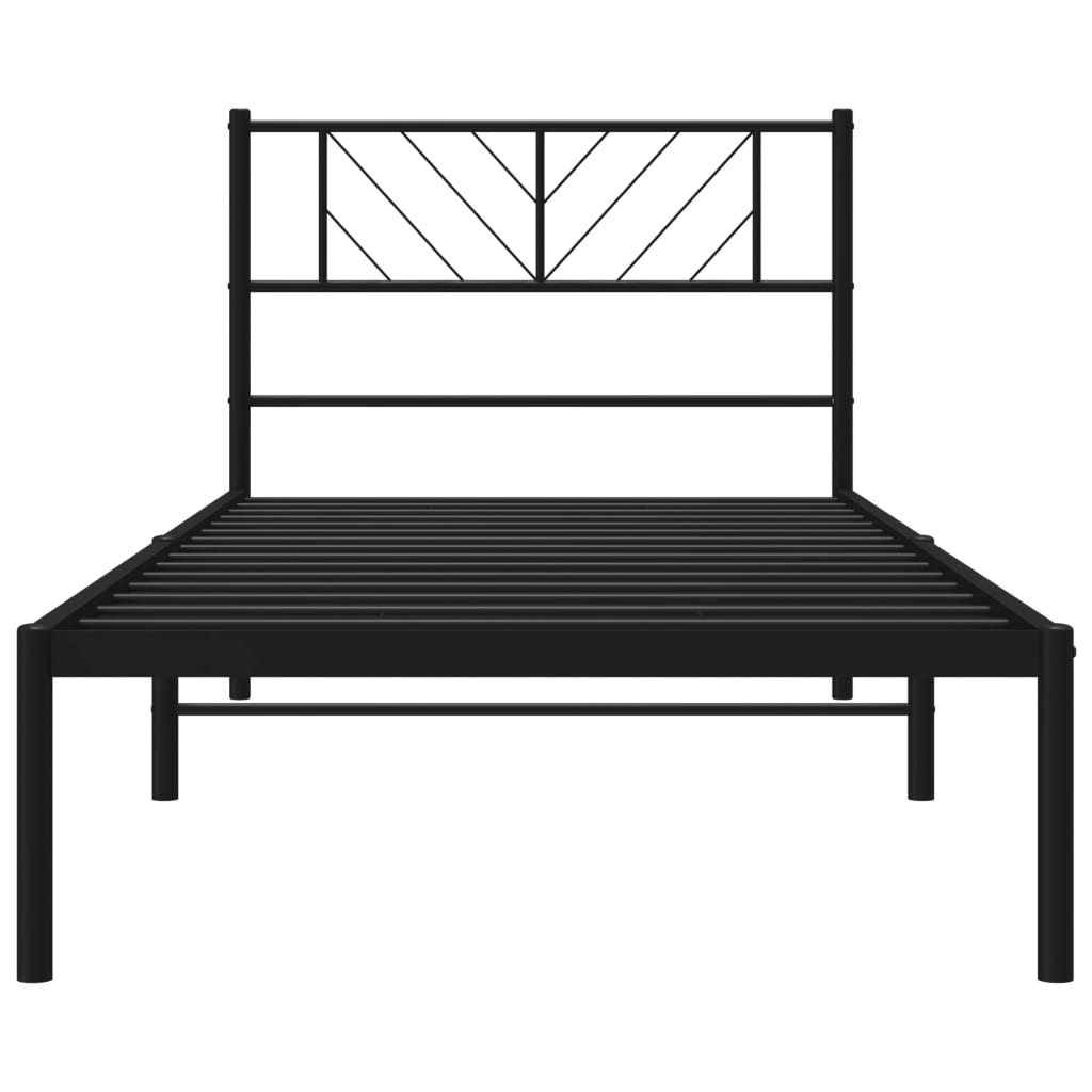 Metalni okvir za krevet s uzglavljem crni 90x190 cm