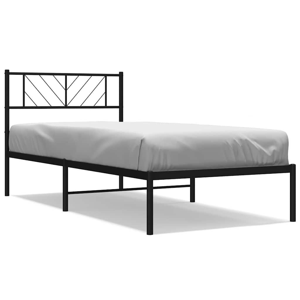 Metalni okvir za krevet s uzglavljem crni 107x203 cm
