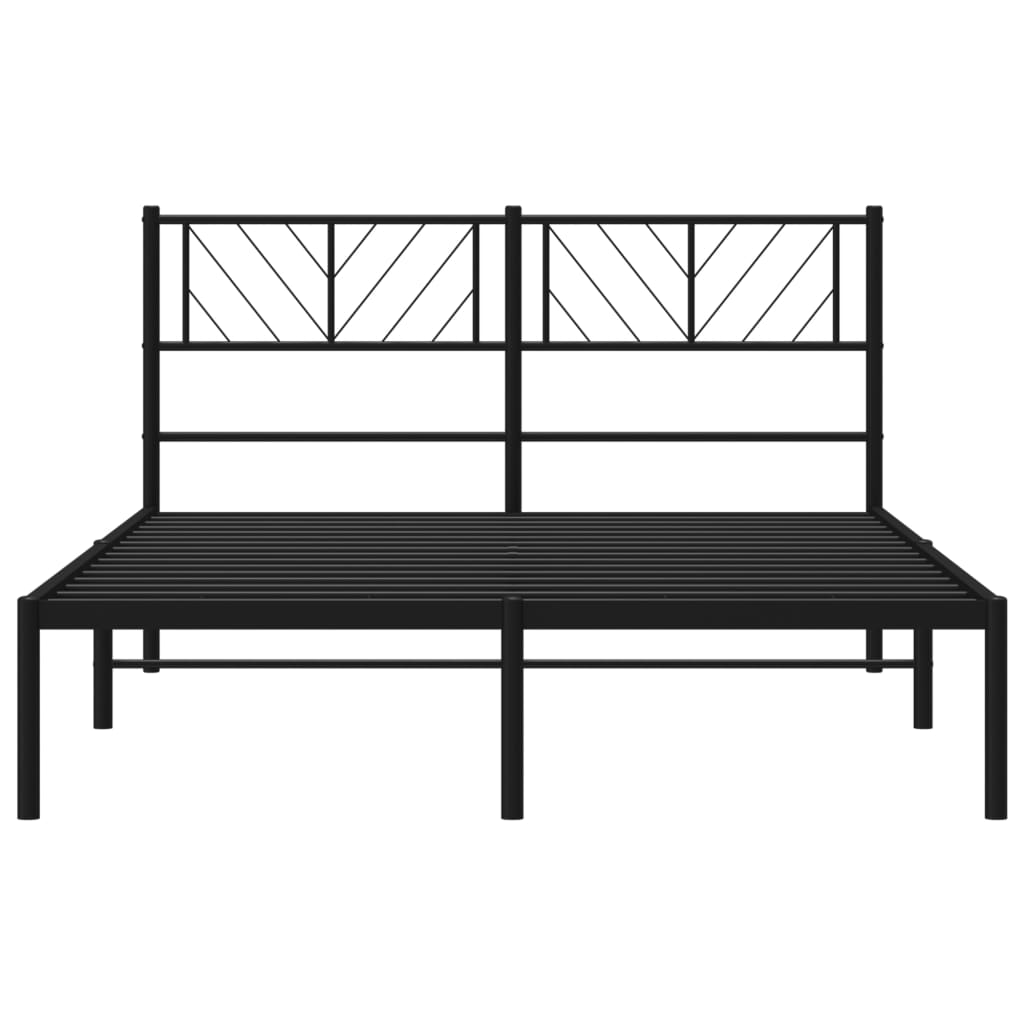 Metalni okvir za krevet s uzglavljem crni 120x190 cm