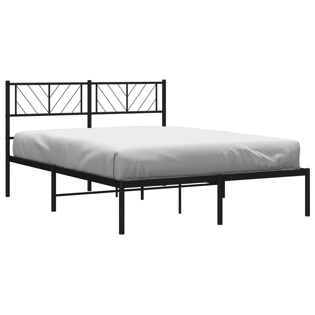 Metalni okvir za krevet s uzglavljem crni 140x200 cm