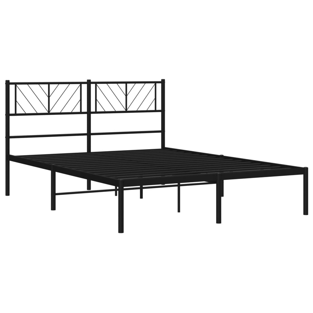 Metalni okvir za krevet s uzglavljem crni 140x200 cm