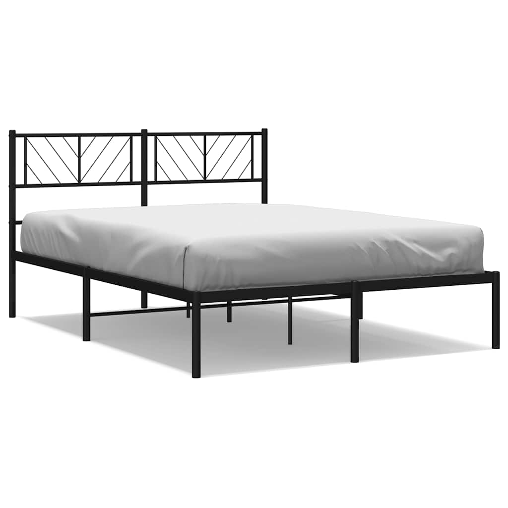 Metalni okvir za krevet s uzglavljem crni 150x200 cm
