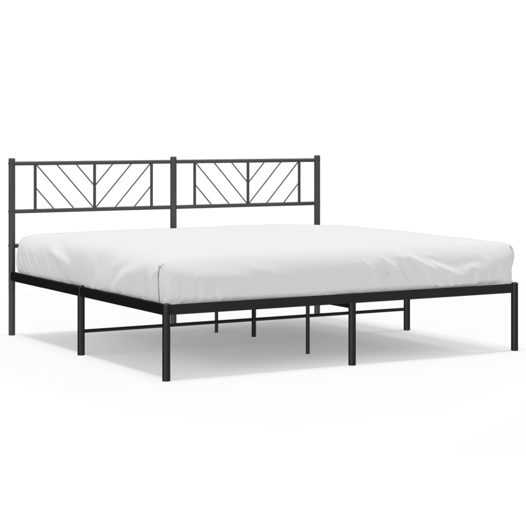 Metalni okvir za krevet s uzglavljem crni 200x200 cm