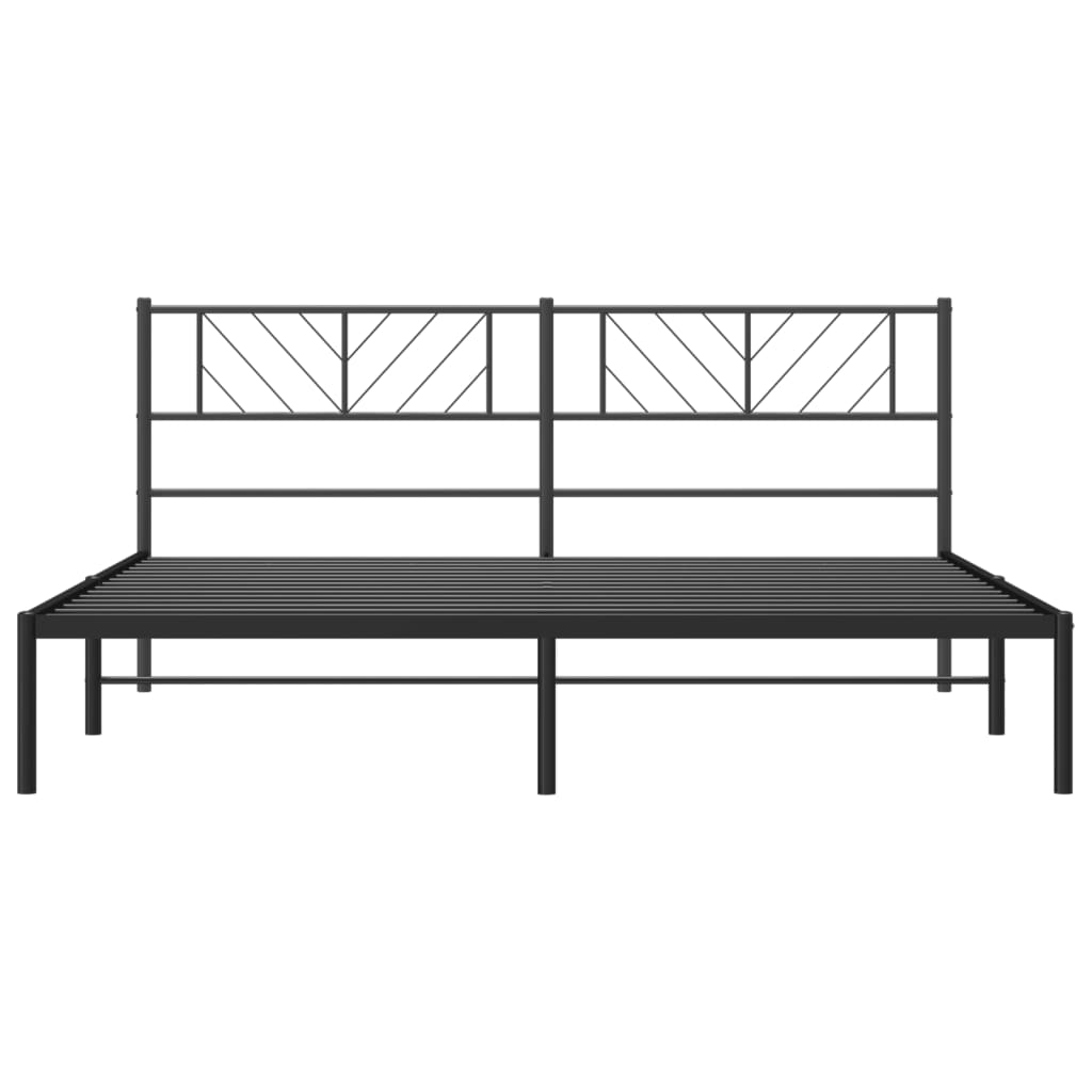 Metalni okvir za krevet s uzglavljem crni 200x200 cm