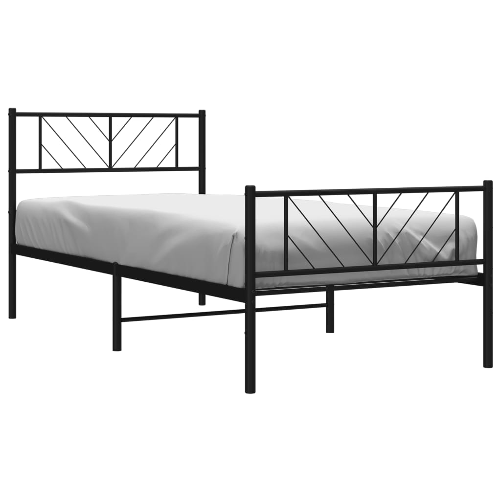 Metalni okvir kreveta uzglavlje i podnožje crni 90x190 cm
