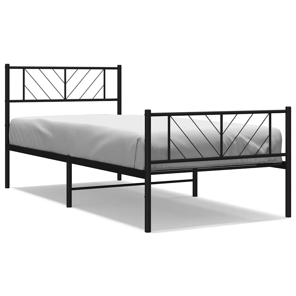 Metalni okvir kreveta uzglavlje i podnožje crni 100x190 cm