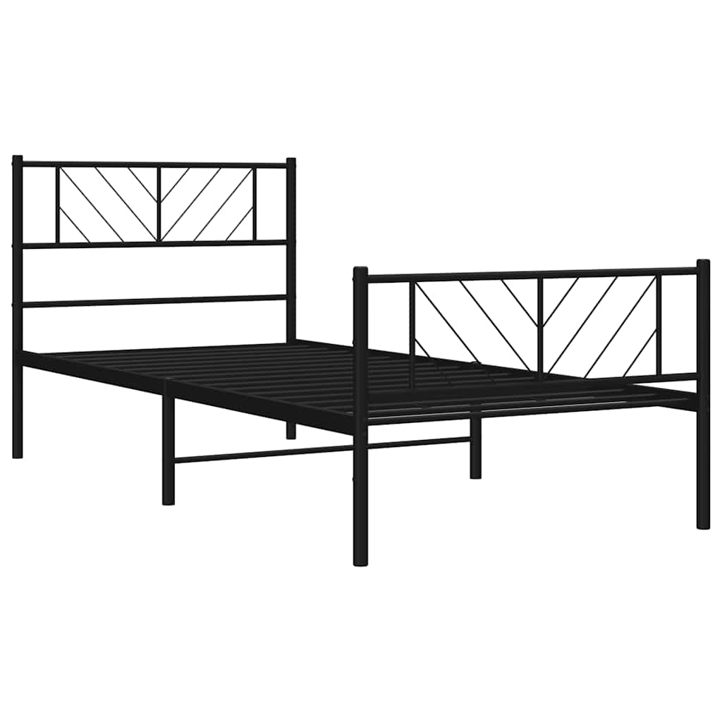 Metalni okvir kreveta uzglavlje i podnožje crni 100x190 cm