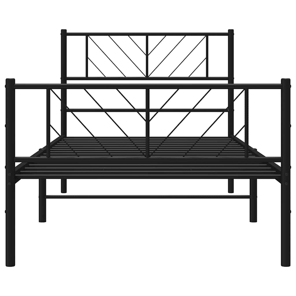 Metalni okvir kreveta uzglavlje i podnožje crni 100x190 cm
